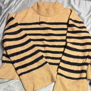 J Crew Striped Knit Sweater in Camel and Black